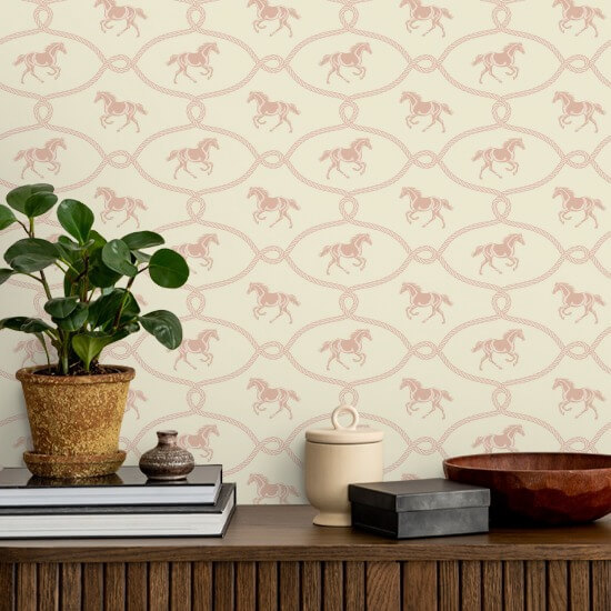 Riders Knot Seafoam Blush Wallpaper