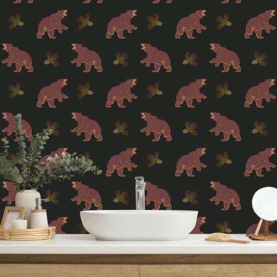 Roaming Black Bear Autumn Ember Wallpaper