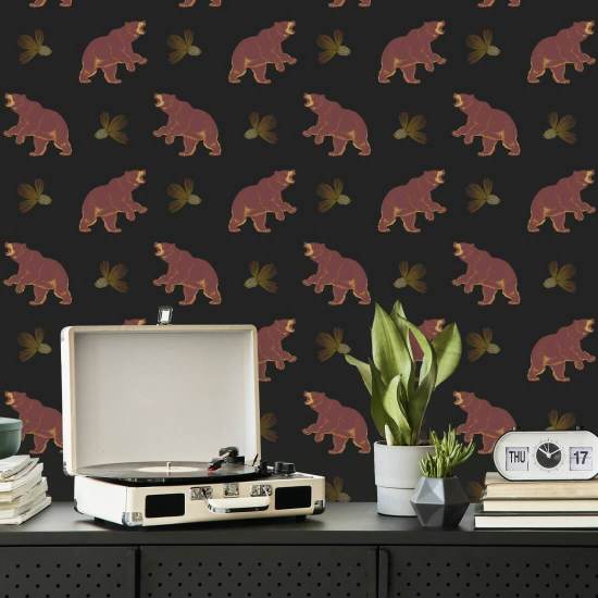 Roaming Black Bear Autumn Ember Wallpaper