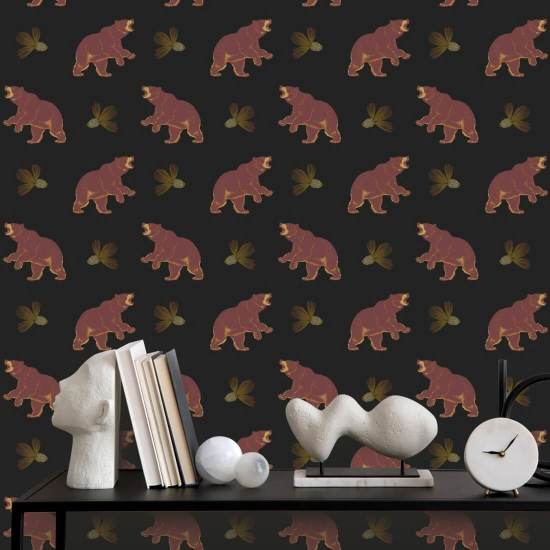 Orso nero vagante Sfondo Autumn Ember