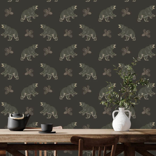 Roaming Black Bear Dark Mocha Wallpaper