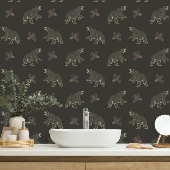 Roaming Black Bear Dark Mocha Wallpaper