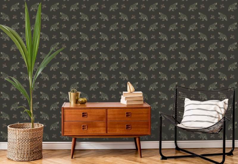 Roaming Black Bear Dark Mocha Wallpaper