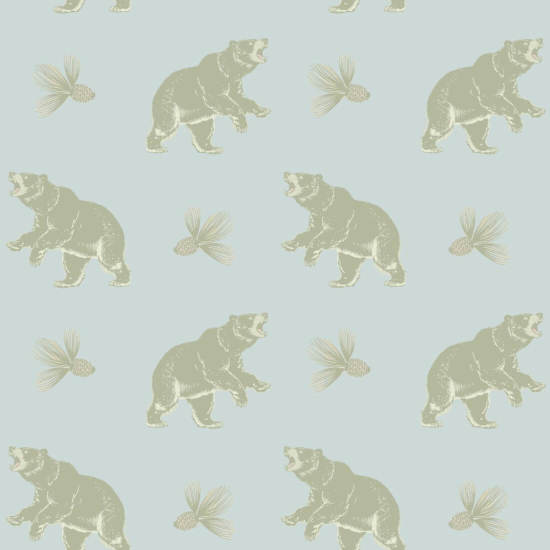 Orso nero vagante Carta da parati blu satinata