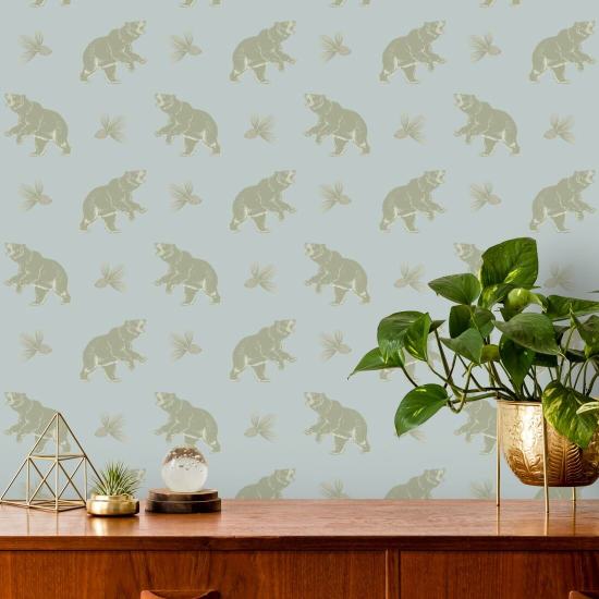 Roaming Black Bear Frosted Blue Wallpaper