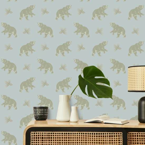 Roaming Black Bear Frosted Blue Wallpaper