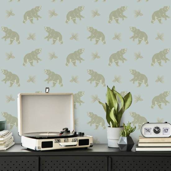 Roaming Black Bear Frosted Blue Wallpaper