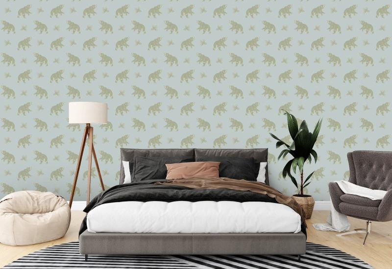 Roaming Black Bear Frosted Blue Wallpaper