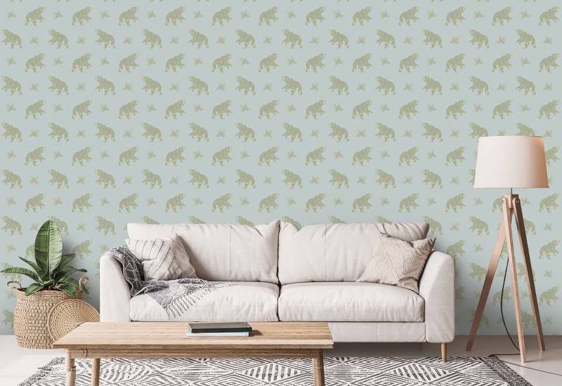 Roaming Black Bear Frosted Blue Wallpaper