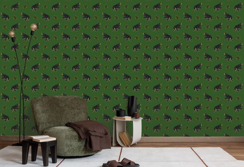 Oso negro errante Fondo de pantalla Prep Forest Green