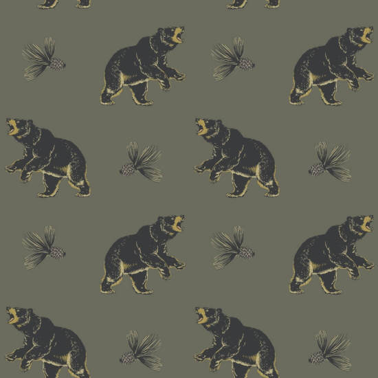 Roaming Black Bear Greenwood Wallpaper