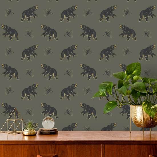 Orso nero vagante Carta da parati Greenwood