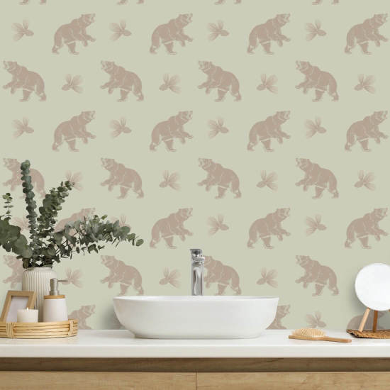 Roaming Black Bear Pale Rosewood Wallpaper
