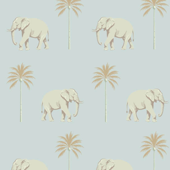 Elefante passeando papel de parede Blue Pearl