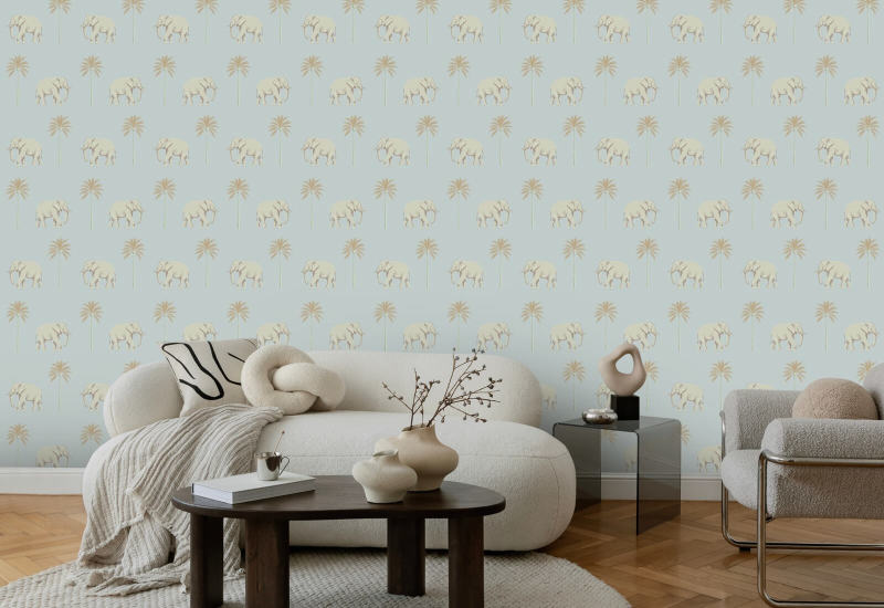 Spasserende elefant Blue Pearl Baggrund