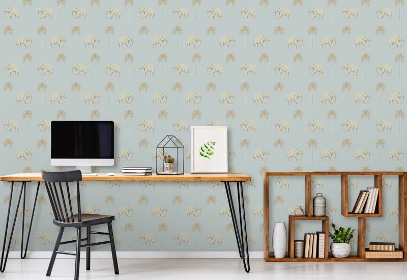 Spasserende elefant Blue Pearl Bakgrunn