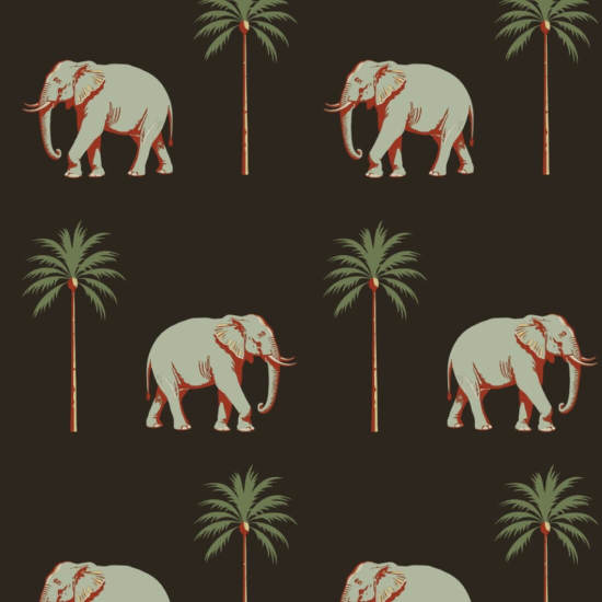 Wandelende olifant Onyx Noir behang