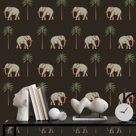 Spasserende elefant Onyx Noir Bakgrunn