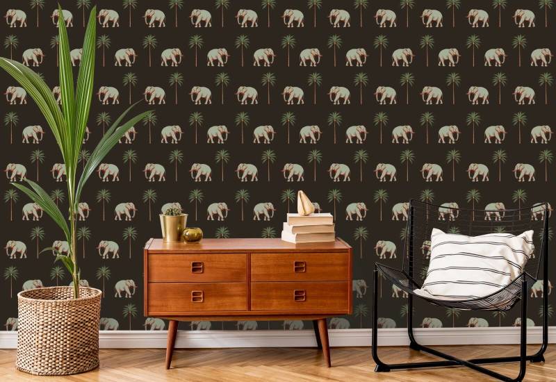 Promenerande elefant Onyx Noir Bakgrund