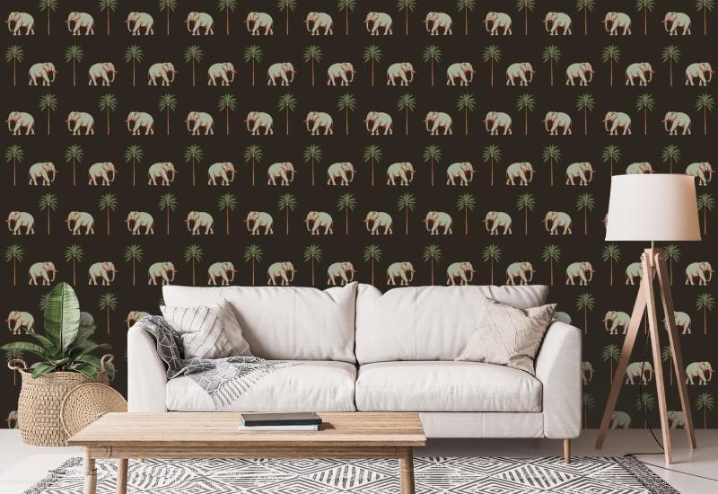 Spasserende elefant Onyx Noir Baggrund