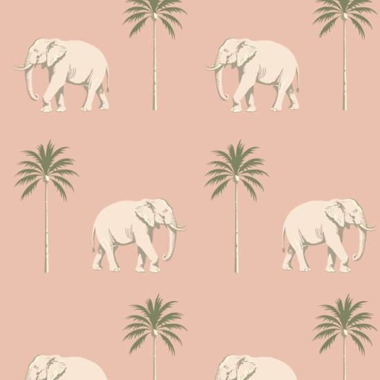 Elefante che passeggia Carta da parati Pink Savanna