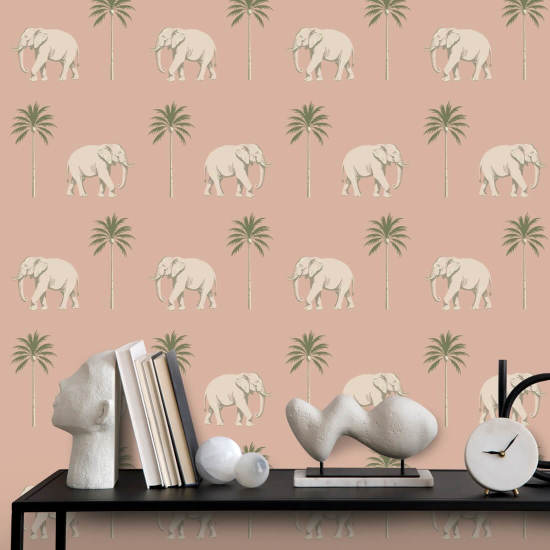 Promenerande elefant Rosa Savanna Bakgrund
