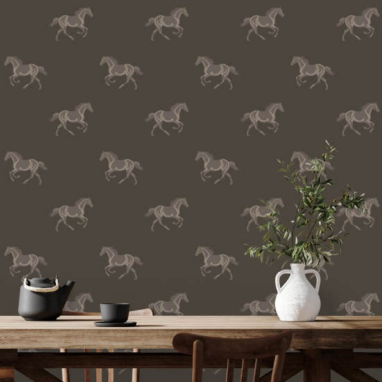 Thoroughbred Burnt Umber Wallpaper