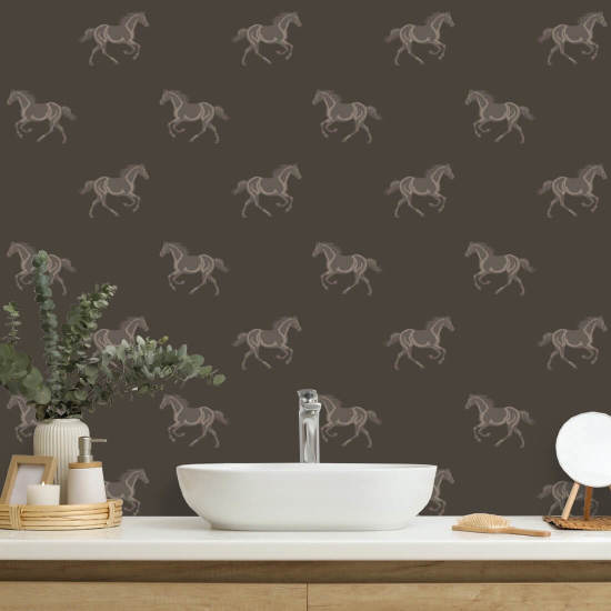 Thoroughbred Burnt Umber Wallpaper