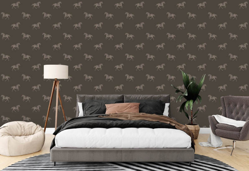 Thoroughbred Burnt Umber Wallpaper