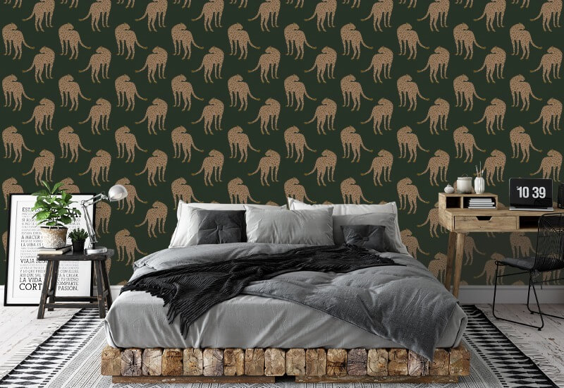 Ghepardo in agguato Carta da parati Deep Forest Green