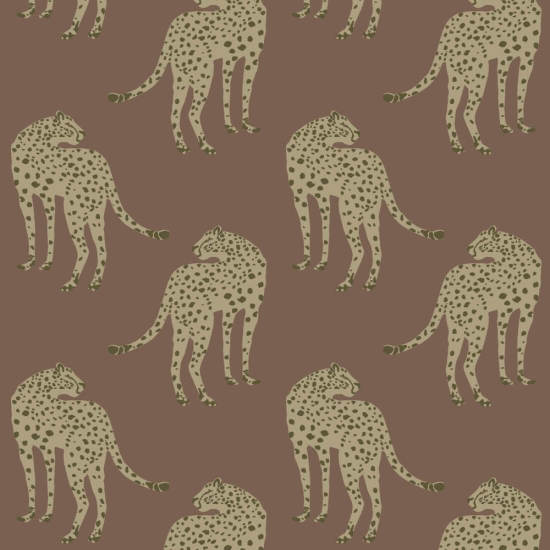 Prowling Cheetah Mahogany Plains Wallpaper