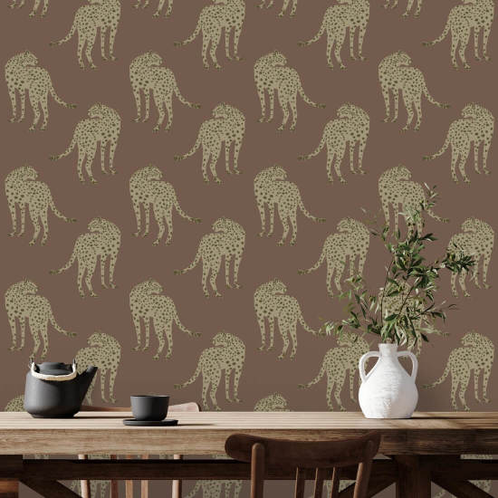 Prowling Cheetah Mahogany Plains Wallpaper