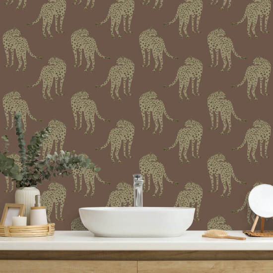 Prowling Cheetah Mahogany Plains Wallpaper