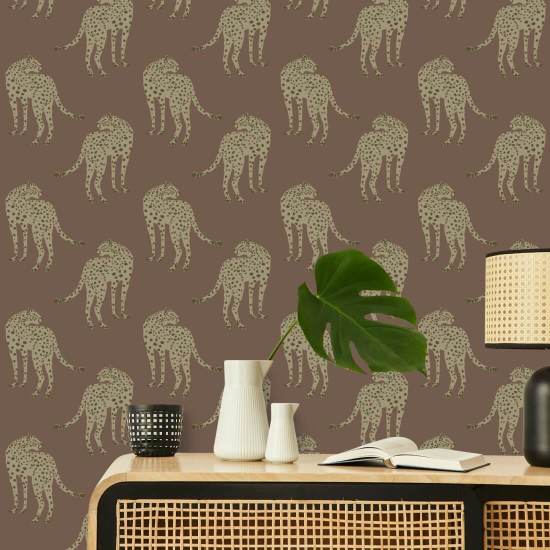 Prowling Cheetah Mahogany Plains Wallpaper