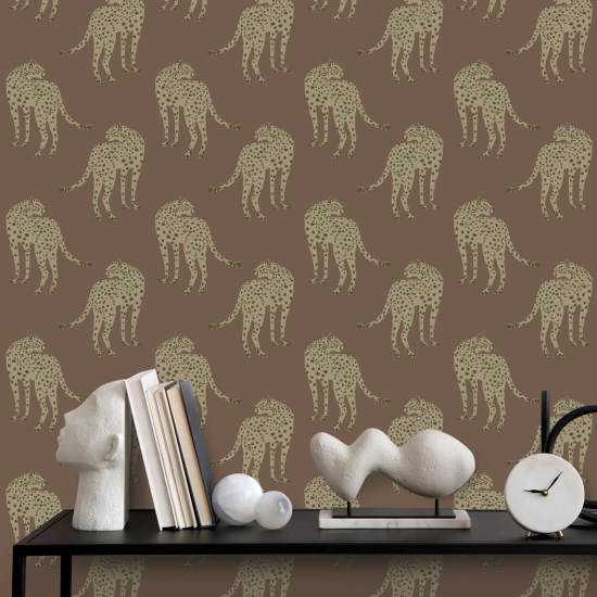 Prowling Cheetah Mahogany Plains Wallpaper