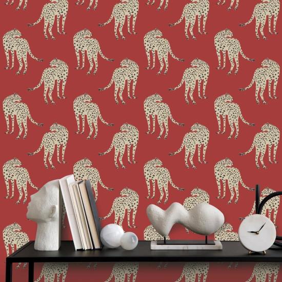 Prowling Cheetah Scarlet Chase Wallpaper