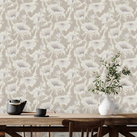 Fleurs de pavot Papier peint floral Desert Linen