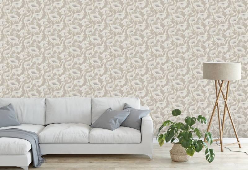 Flor de papoula Papel de parede floral Desert Linen