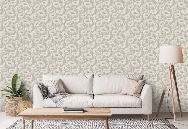 Fleurs de pavot Papier peint floral Desert Linen