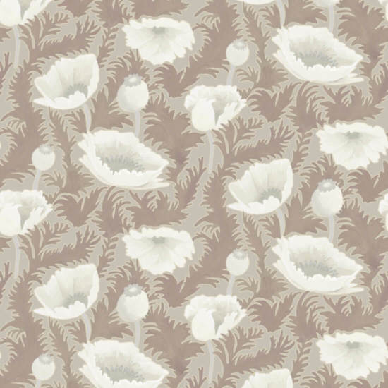 Fleurs de pavot Papier peint floral Earthen Taupe