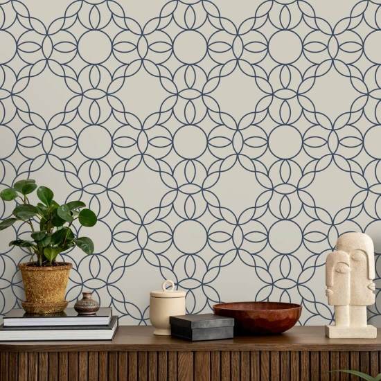 Bloom Ring Oxford Blue Wallpaper