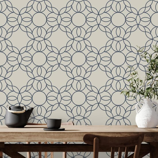 Bloom Ring Oxford Blue Wallpaper