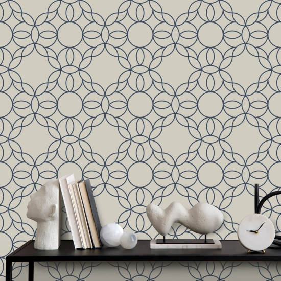 Bloom Ring Oxford Blue Wallpaper