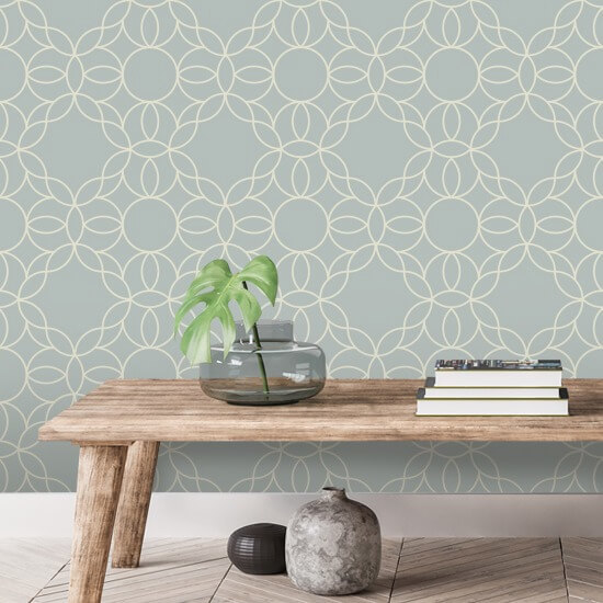 Bloom Ring Pale Mineral Blue Wallpaper