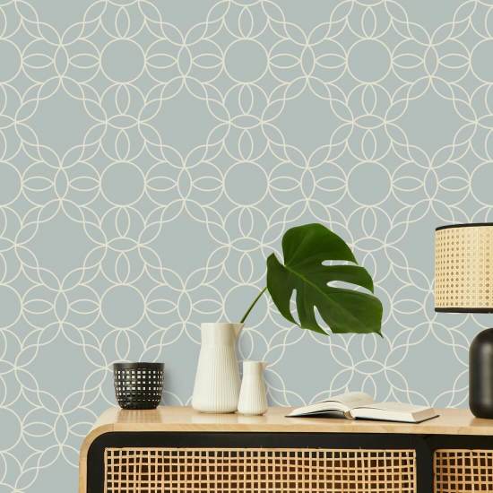Anel Bloom Papel de parede azul mineral pálido