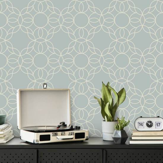 Bloom Ring Pale Mineral Blue Wallpaper