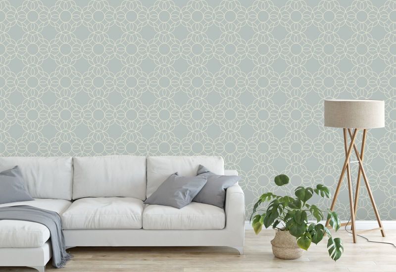 Bloom Ring Pale Mineral Blue Wallpaper