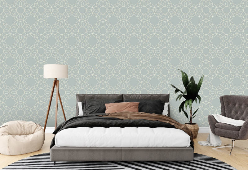 Anel Bloom Papel de parede azul mineral pálido