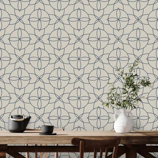Court Rosette Oxford blauw behang