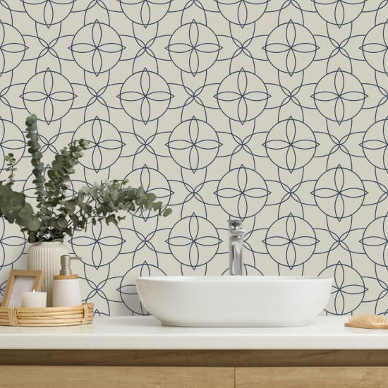 Court Rosette Oxford Blue Wallpaper